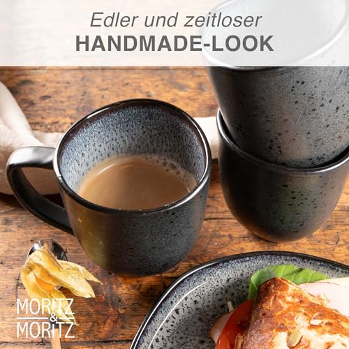 Moritz & Moritz Kaffeetassen 6er Set - Kaffeebecher Set Grau aus robustem Steingut mit einzigartigem Farbverlauf - Spülmaschinengeeignetes Tassenset - Serie Organic – Bild 3