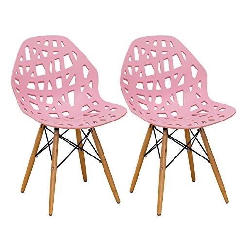 Mod Made Modern Stencil Cut Out Eiffel Dining Side Chair (Set of 2), Pink