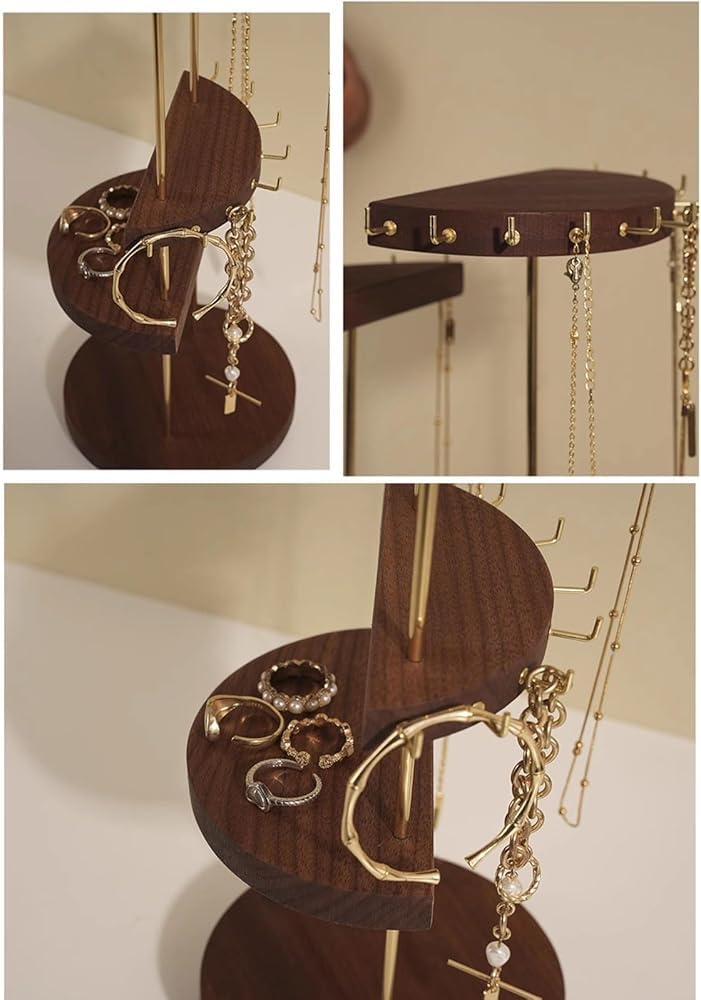 Soporte organizador de joyas giratorio de 5 niveles, exhibición de collares
