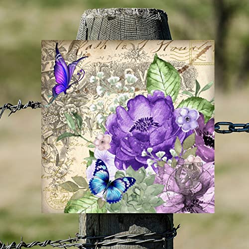 Plaque murale en bois papillon fleur de lys rétro 41cm - 5