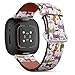 CJBROES Replacement Leather Watch Band, Compatible with Fitbit Versa 3 and Fitbit Sense of Wristband Bracelet Accessory - Beautiful Prancing Horses
