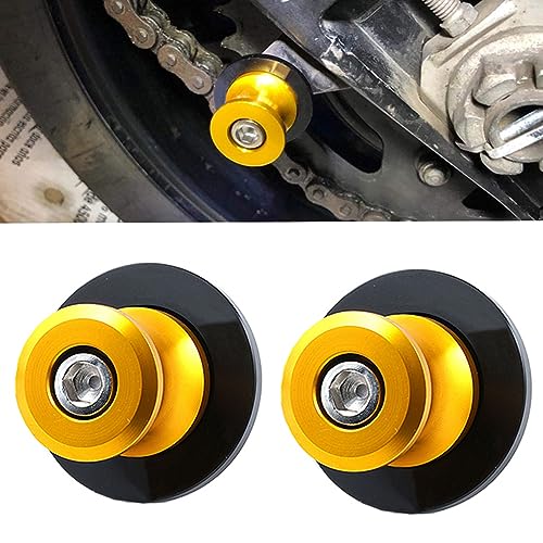 Universal M6 Swing arm Sliders Spools - 2pcs 6mm Motocycle Swingarm Stand Screw Yamaha FZ01 FZ03 FZ09 FZ10 MT01 MT03 MT07 MT09 MT125 FZ1 FZ6 FZ8 FZS1000 FZS600(Gold)