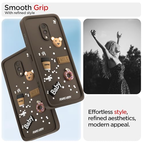 Image of Pikkme Back Cover for OnePlus 6T / Oneplus 7 | Cute Fun Cartoon 3D Bear Silicone Full Body Protection Bumper Cover (Brown)