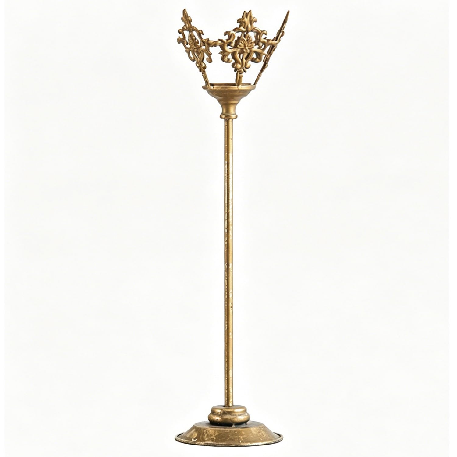 EdirFtra Vintage Iron Crown Candle Holder, Antique Gold Decorative Stand