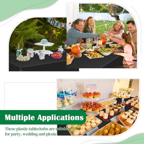Image of Black 14 Pack 54 x 108 Inch Plastic Tablecloths, Disposable Rectangle Tablecloth, Party Table Cover Plastic Table Cloth