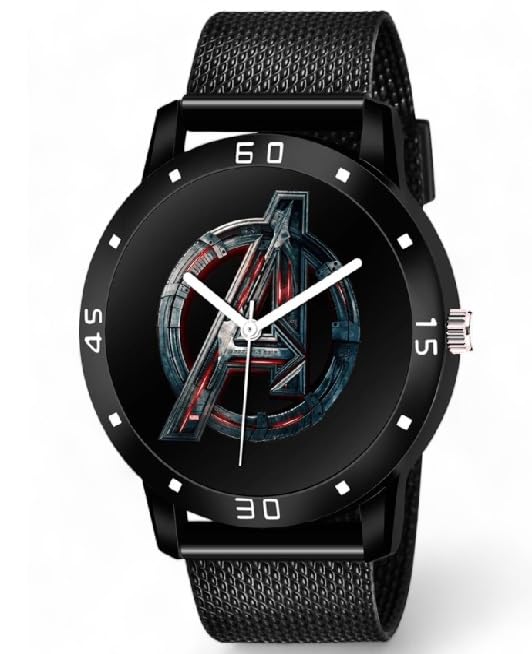 Image of Black Dial PU Strap Stylish Analog Watch for Men /AVGR 23BLACK EE-PU