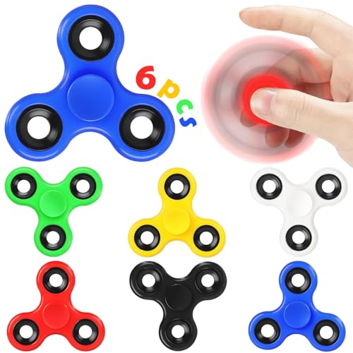 SCIONE Lot de 6 Mini Fidget Spinners (6,3 cm) | Format Compact,récompenses Scolaires et Sacs...