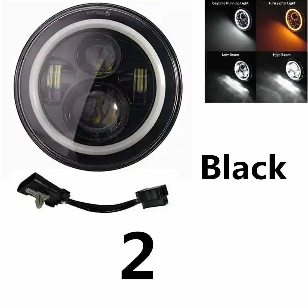 Moto Faro Anteriore Rotondo 7 "Moto Nero Motore HA CONDOTTO LA Luce Della Lampadina Del Faro Per Il Per Street Glide Per Softail FLHX F Per Touring Trike