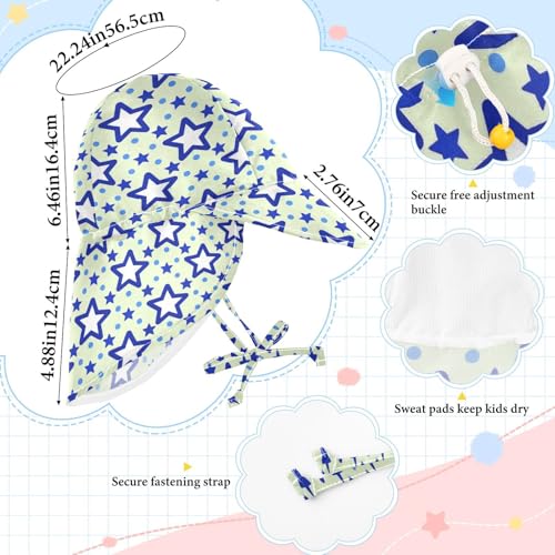 KLL Toddler Baby Beach Hats Baby Boys Bucket Hats Girl UPF 50+ Wide Brim Beach Essentials Blue Stars Dot Yellow4