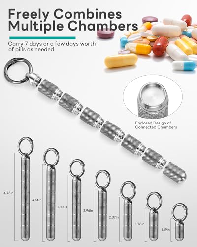 Image of TISUR Titanium Keychain Pill Holder Small Metal Pill Case | Portable Waterproof Pill Container,Travel Pill Bottle Box for Purse