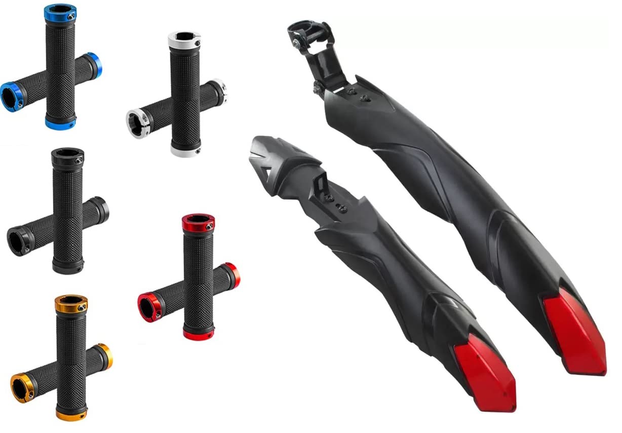 ABC Bicycle Front & Rear Mudguard with Night Reflector + 1 Handle Grip (Red) (B0B3PC32H5) Amazon Price History, Amazon Price Tracker