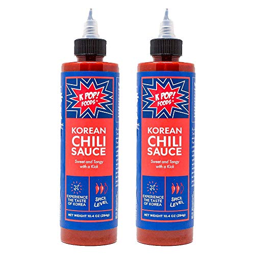 Korean Chili Sauce by KPOP Foods - Gochujang Sauce made with 100% Real Gochujang Korean Chili Paste. Use as Korean bbq sauce, gochujang paste, & more. Medium Heat. 10.4 oz Squeeze Bottle (Pack of 2).).