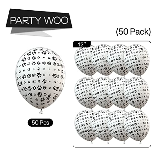 Image of PartyWoo Paw Latex Matte Balloons 50pcs White Balloons Helium 12 Inch | Dog Animals Theme Party Birthday Baby Shower Bridal Shower Gender Reveal Graduation Party Decorations
