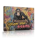 インスピレーションを与える引用ウォールアートプリントゴリラモンキーあなたの夢を追うキャンバスペインティングリビングルームベッドルームオフィス壁装飾70x105cmインナーフレーム