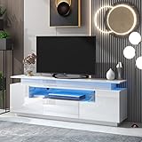Large Entertainment Stand for TV Up to 75Inch, Entertainment Center Gaming TV Stand with Color Changing LED Lights,TV Media Console Cabinet with Storage and Drawers for Bedroom, Living Room, Black