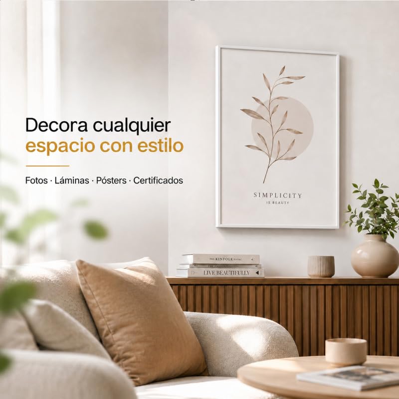 la fabrica del cuadro Marco de Aluminio Blanco Mate 36X98, Moldura Premium | marco para fotos, láminas, púzles. Metacrilato 2 mm, trasera Foam antihumedad, fácil montaje, listo para colgar,.