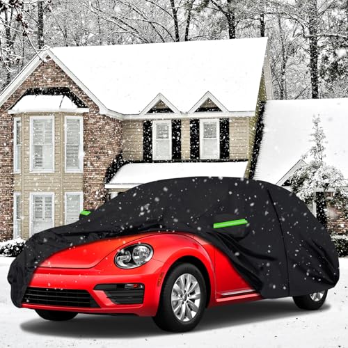 Autoabdeckung Vollgarage Ersatz für VW Beetle 1998-2022, Allwetter Reflektierende Autoabdeckung mit Reißverschluss und Winddichtem Gurt, Für Alle Jahreszeiten Geeignet
