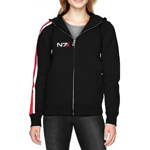 Fashion_First Women's Black N7 Zip Hoodie Cover