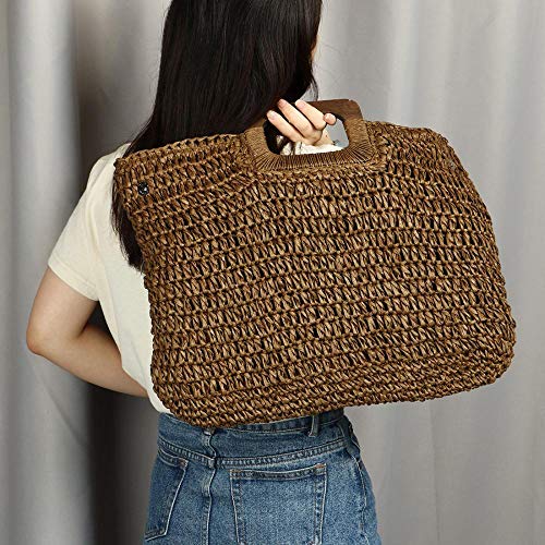 Bolso Tote de Paja para Mujer Grande Casual miniatura 2