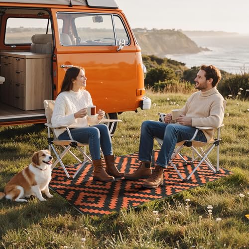 Image of GENIMO Fall Decor Outdoor Rug 3'x5' for Porch, Plastic Door Mat Orange Noir