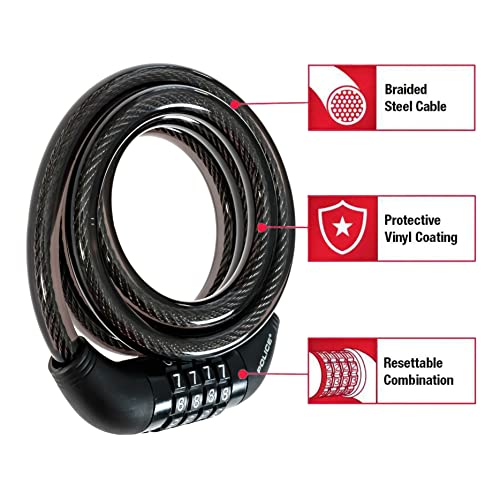 Police Bike Lock Cable, Combination Bicycle Lock, Cable Lock For Outdoor Equipment, 5Ft #TOP1