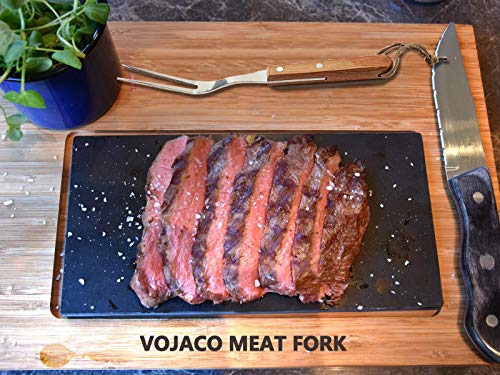 VOJACO [2 Pack] Meat Fork, Stainless Steel Meat Carving Fork, BBQ Barbecue Fork with Wooden Handle, Professional Classic Metal Cooking Curved Fork for Chicken, Beef, Pork, Turkey (10 inch) - Thumbnail 3