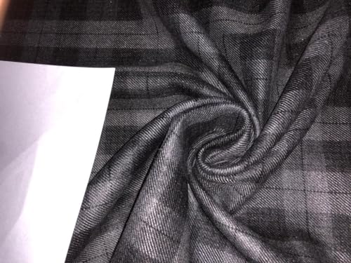 Tweed 15694 plaid noir et gris de 147cm pour tissus de ameublement haut de gamme