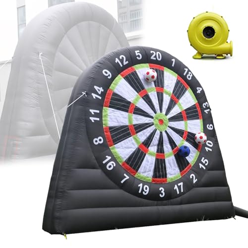 Quixnova Aufblasbares Outdoor-Fußball-Dartboard, Kick-Dart-Board mit 8 Fußbällen und 370-W-Gebläse, 10 Fuß hohes riesiges Outdoor-Fußball-Dartboard, Sportspiel