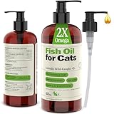 Wild Caught Fish Oil for Cats - Omega 3-6-9, GMO Free - Reduces Shedding, Supports Skin, Coat, Joints, Heart, Brain, Immune System - Highest EPA & DHA Potency - Only Ingredient is Fish - 16 oz