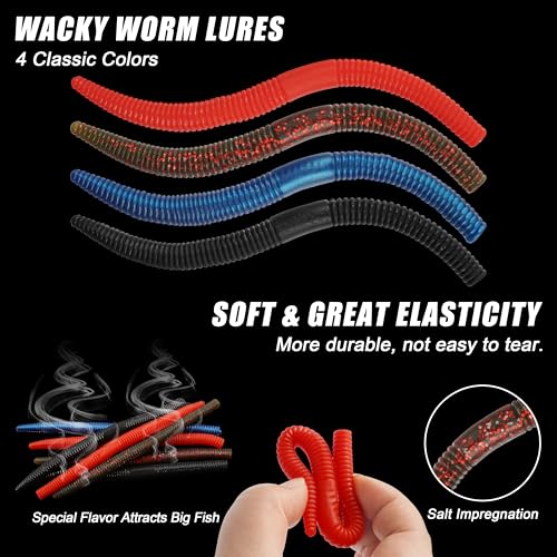 Kit de Anzuelos Wacky Rig AGOOL para Pesca de Black Bass, 70 Piezas con Anzuelos Wacky, O-Rings, Herramienta y Caja de Tackle miniatura 5