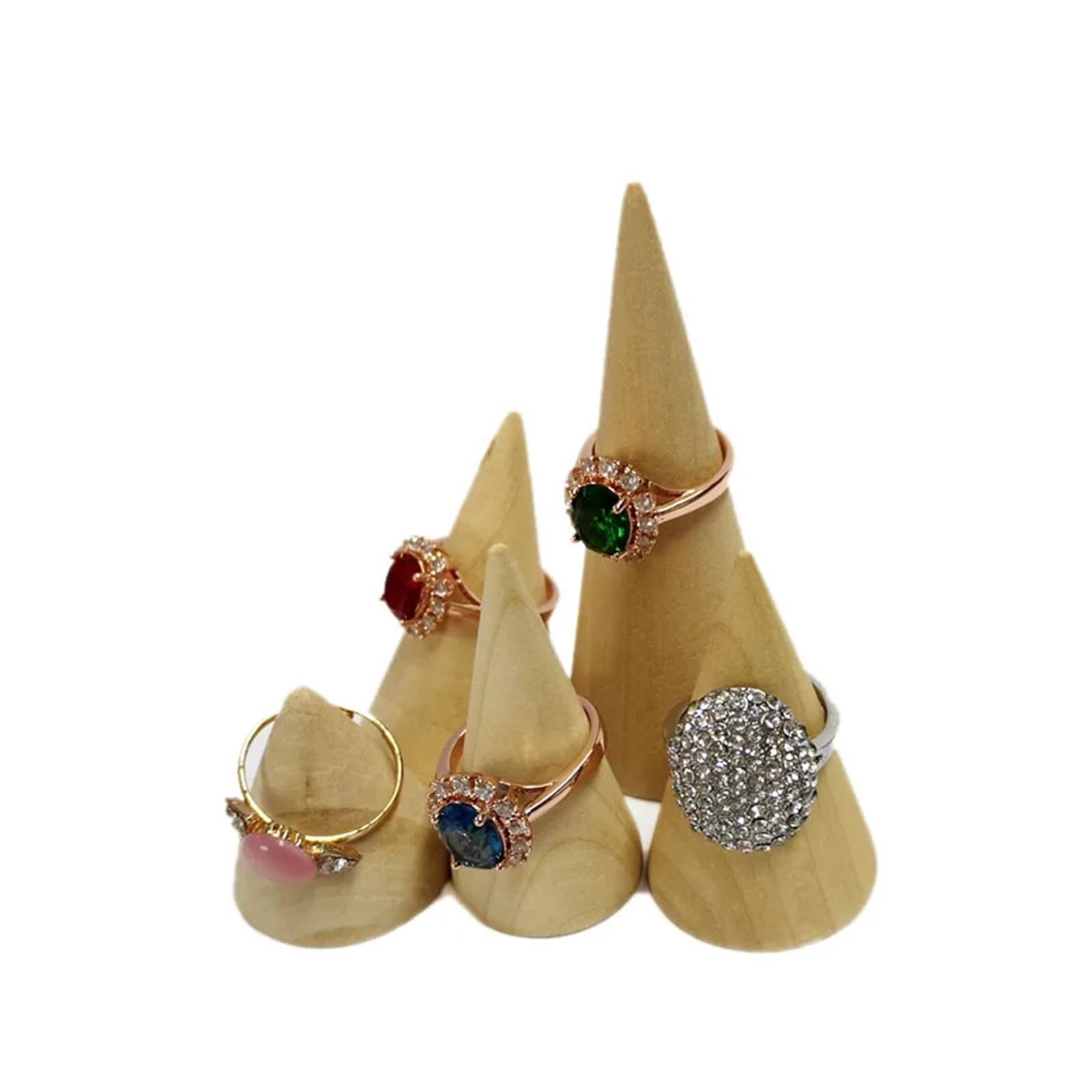 Yangshe 10Pcs Wood Cone Ring Holder jewelry display jewelry display rack Jewelry storage counter display props