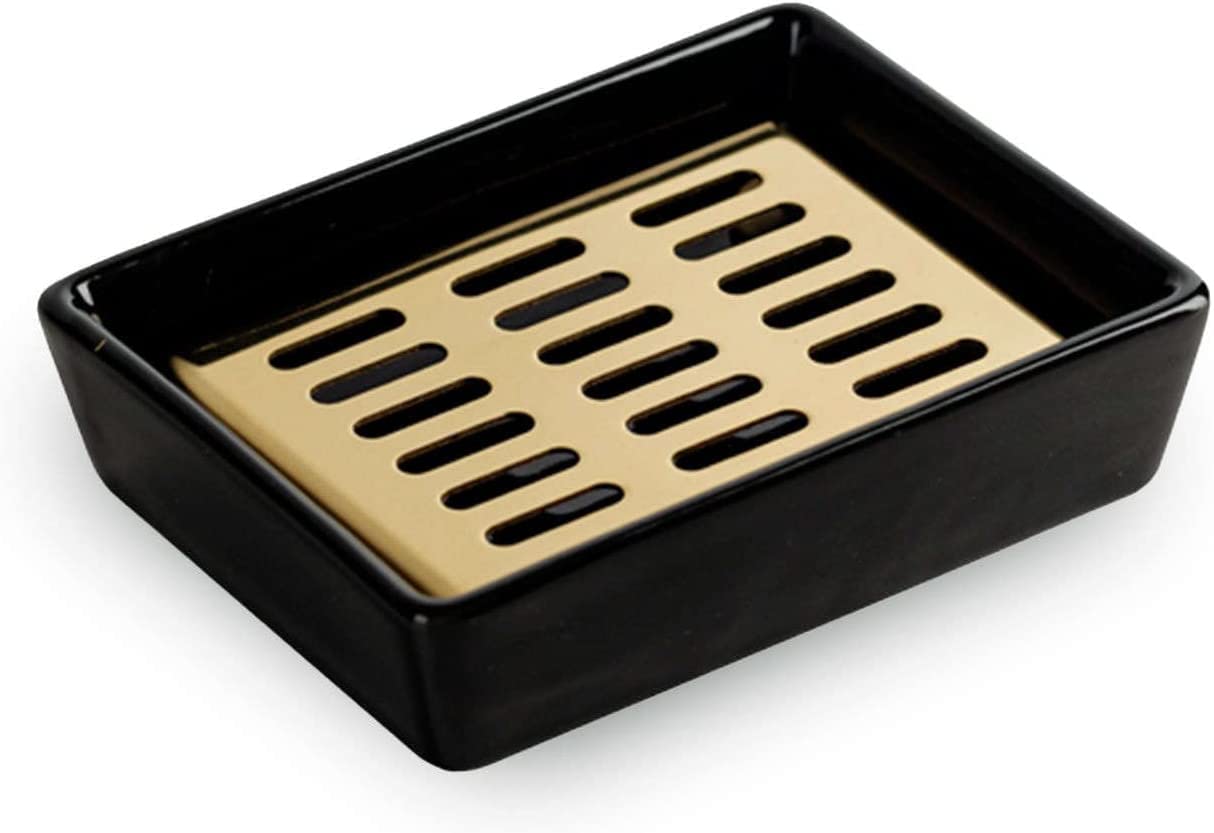 jabonera jabonera de ceramica Jabonera De Estilo Europeo, Jaboneras De Cerámica for Barra De Jabón, Jabonera Rectangular, for Decoración De Baño-Blanco-12x9x3cm ( Color : Svart , Size : 12x9x3cm )