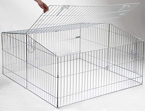 Kerbl Freilaufgehege (Gehege für große Kanninchen + Hasen, Maße 115x115 cm, Höhe 60 cm, Gitterabstand 3,5 cm, Auslauf mit Zwei Türen) 82845