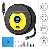 【PEQUEÑO Y LIGERO】: 19 * 8cm. Gran diseño compacto y no ocupa mucho espacio. La bomba de neumáticos del automóvil viene con una bonita bolsa azul que es lo suficientemente pequeña como para caber en el maletero del automóvil, donde la guarda cuando no está en uso. ¡Práctico para mantener en el auto!