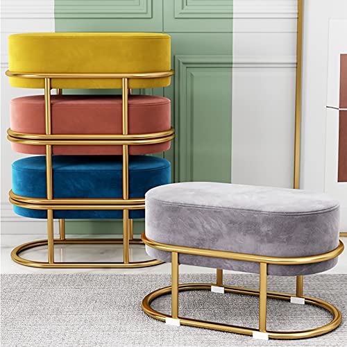 Taburete de tocador de terciopelo acolchado y banco elegante al final de la cama 6