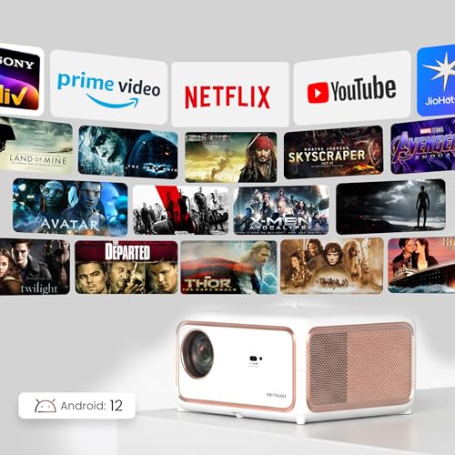 Image of OTEK Galaxy100 Smart Projector, Inbuilt Netflix & Prime, 1080P Native, 1100 ANSI Lumens, Auto Focus & Keystone, WiFi 6 & BT 5.4, 220 inch Display, Dual 8W Speakers