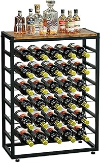 YOLEO Wine Rack Free Standing 6-Tier 30 Bottles Wine Holder Display Storage Shelves with Metal Frame and Table Top for Home, Kitchen, Pantry, Wine Cellar (L59x W30x H88cm)