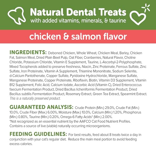 Image of Whimzees Wellness Cat Dental Treats, Freshens Breath, Chicken and Salmon Flavor, 4.5 oz Bag (Pack of 2)
