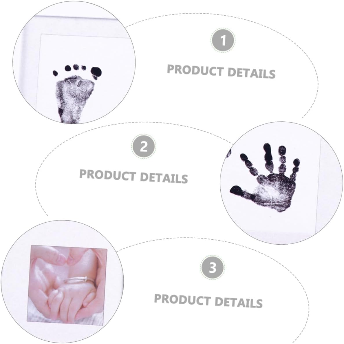 Hemoton Footprint Picture Holder and Handprint Photo Frame for Infants, White Pp Plastic Record Photo Frame for Nursery Décor