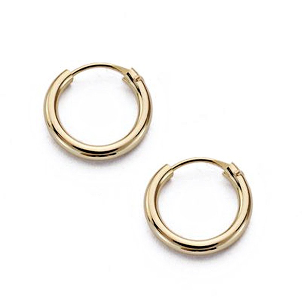 Inmaculada Romero IR Pendientes oro 18k aros 10mm. redondos lisos ligeros criollas unisex