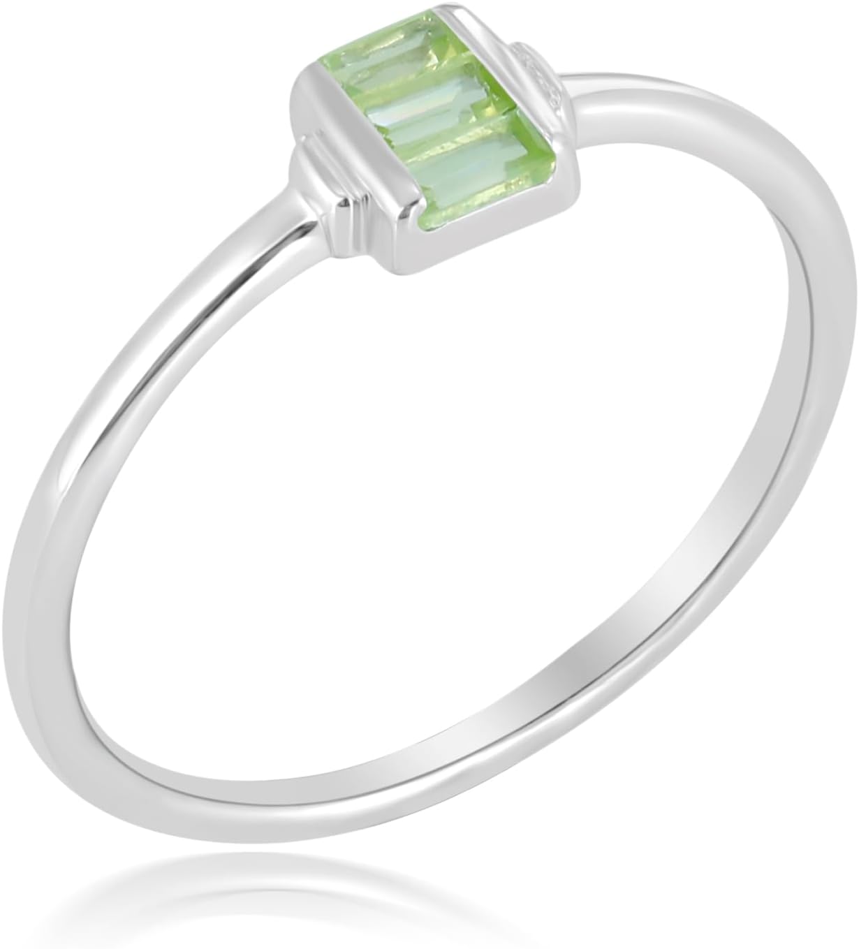 Ava 14k Gold over Sterling Silver and Sterling Silver Amethyst Gemstone Stackable 3-Stone Baguette Ring, Sizes 6-8
