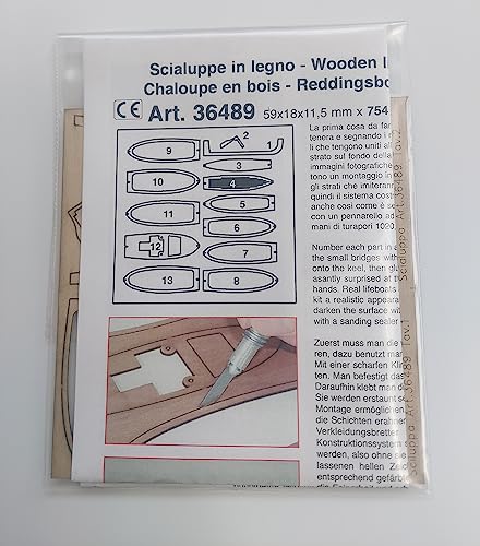  Mantua Model Art. 36489 - Scialuppa in legno da montare - 59 x 18 x 11,5 mm