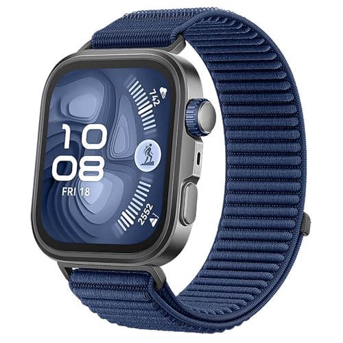 GIOPUEY Strap Compatible with Huawei Watch Fit 4 Pro/Fit 4/3, Flexible Nylon Braided Strap Replacement [Unisex] - Navy Blue