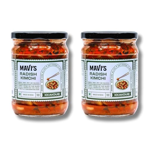Image of MAVI's Radish Kimchi | Korean Kimchi | Artisanal Probiotic Pickle | 100% Natural, Organic & Vegan | No Preservatives, No Artificial Flavour or Colour | 500g | Pack of 2