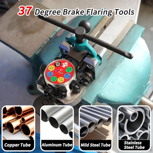 Image of DPTOOL Brake Line Flaring Tool Kit, 37 Degree Single, Double and Bubble Flares, Brake Line and Tubing Flaring Tool for 3 /16 inch, 1 /4 inch, 5 /16 inch, 3 /8 inch and 4.75mm Tubing Brake Flare Tool for Steel Metal Tube