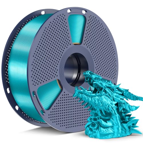 Image of SUNLU Silk2.0 PLA+ Filament 1.75mm, Chrome Like Gloss Finish, Smooth Silk Texture, Upgraded Formula for Stable Printing, 1kg(2.2lbs) PLA Plus 3D Printer Filament, Glossy Lake Cyan