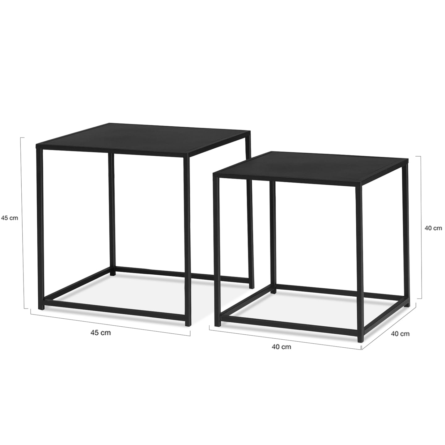 IDMarket - Lot de 2 Tables Basses gigognes Davis 40/45 en métal Noir Mat Design Industriel