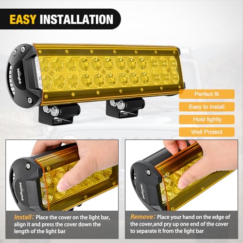 Image of Nilight 12 Inch LED Light Bar Covers 2 PCS Yellow Color