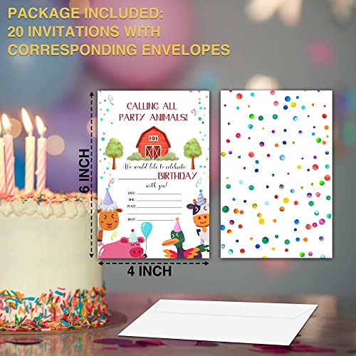 Yqv Farm Animals Birthday Invitations, 20-Count Farmhouse Birthday Party Invitations With Envelopes, Farm Animals Barnyard Birthday Party Decorations And Supplies-Hbyqk-A32 #TOP1