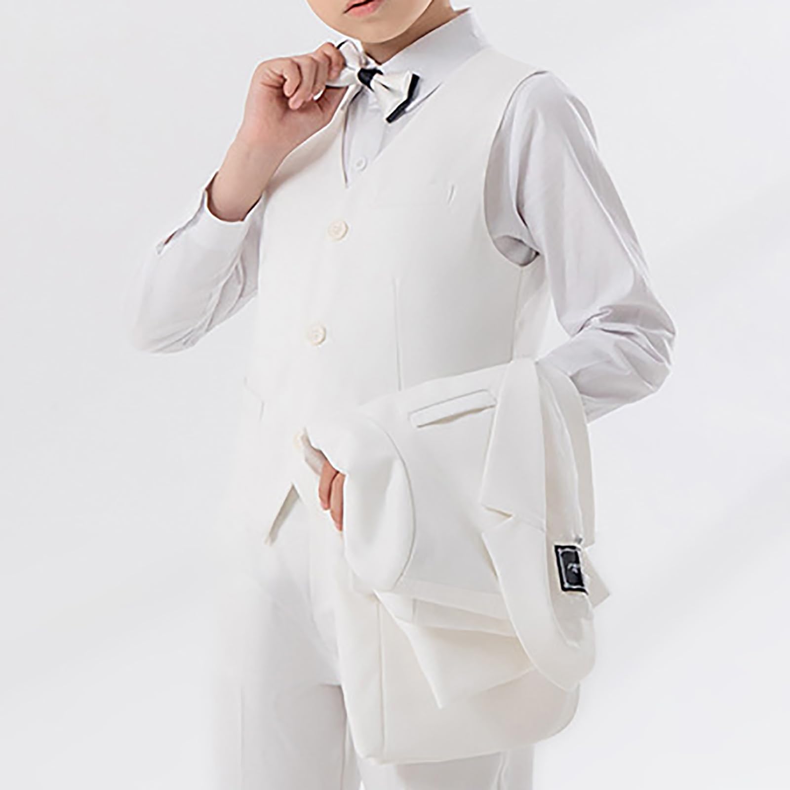 Conjunto De Traje para Niños 5 Piezas Abrigo Elegante Estilo Británico Elegante Pantalones Pajarita Práctica Festivo Fiesta Cumpleaños De Ajustado para Bodas Bautizos Y Eventos Formales Infantiles